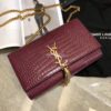 Replica YSL Classic Medium Kate Monogram Saint Laurent Tassel Satchel In Red Crocodile Embossed Shiny Leather 354119 in gold hardware 10