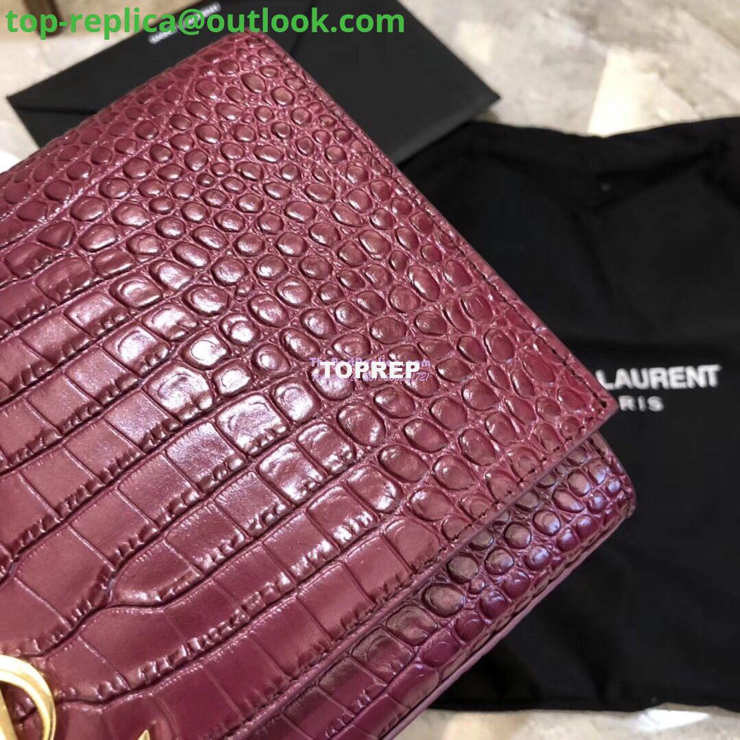 Replica YSL Classic Medium Kate Monogram Saint Laurent Tassel Satchel In Dark Red Crocodile Embossed Shiny Leather 354119 in gold hardware 2 Replica YSL Classic Medium Kate Monogram Saint Laurent Tassel Satchel In Dark Red Crocodile Embossed Shiny Leather 354119 in gold hardware 2