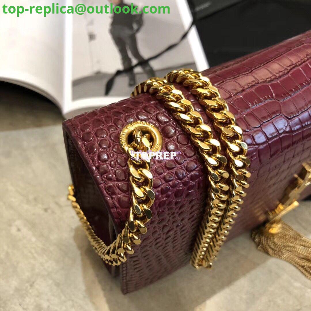Replica YSL Classic Medium Kate Monogram Saint Laurent Tassel Satchel In Dark Red Crocodile Embossed Shiny Leather 354119 in gold hardware 5 Replica YSL Classic Medium Kate Monogram Saint Laurent Tassel Satchel In Dark Red Crocodile Embossed Shiny Leather 354119 in gold hardware 5