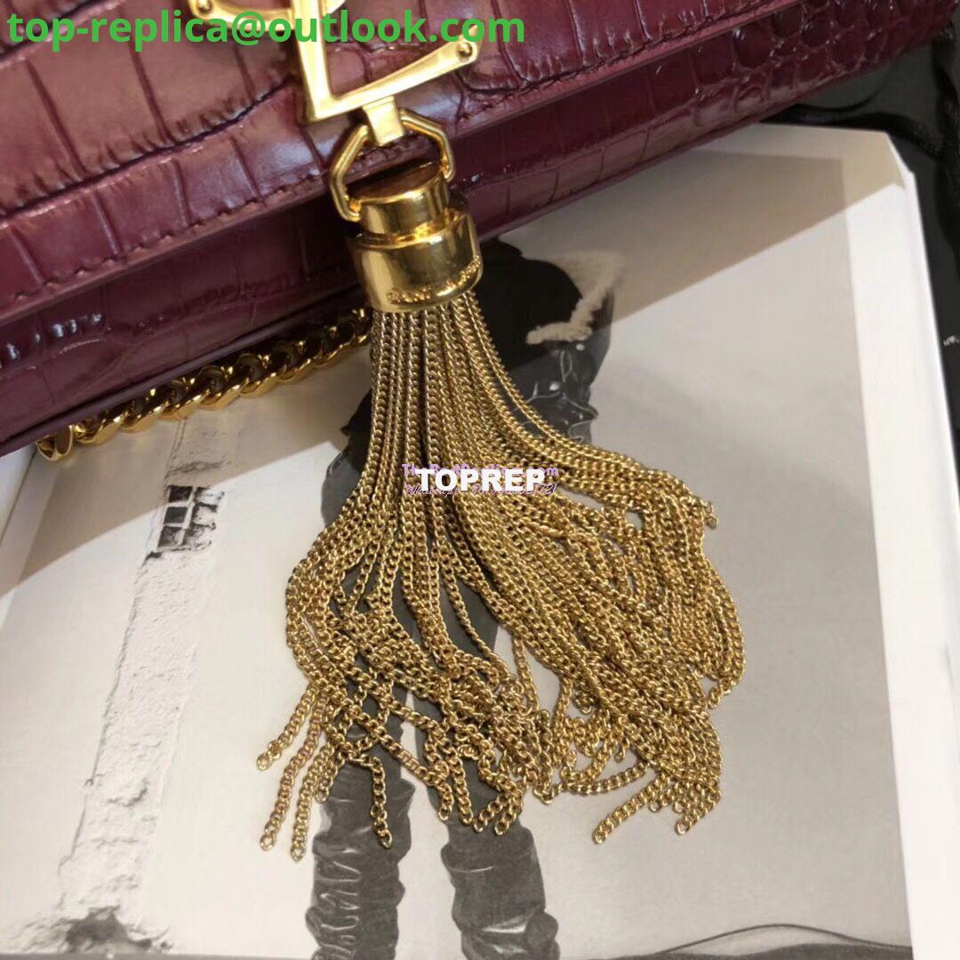 Replica YSL Classic Medium Kate Monogram Saint Laurent Tassel Satchel In Dark Red Crocodile Embossed Shiny Leather 354119 in gold hardware 6 Replica YSL Classic Medium Kate Monogram Saint Laurent Tassel Satchel In Dark Red Crocodile Embossed Shiny Leather 354119 in gold hardware 6