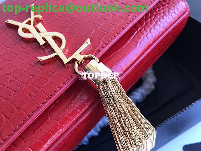 Replica YSL Classic Medium Kate Monogram Saint Laurent Tassel Satchel In Red Crocodile Embossed Shiny Leather 354119 in gold hardware 3 Replica YSL Classic Medium Kate Monogram Saint Laurent Tassel Satchel In Red Crocodile Embossed Shiny Leather 354119 in gold hardware 3
