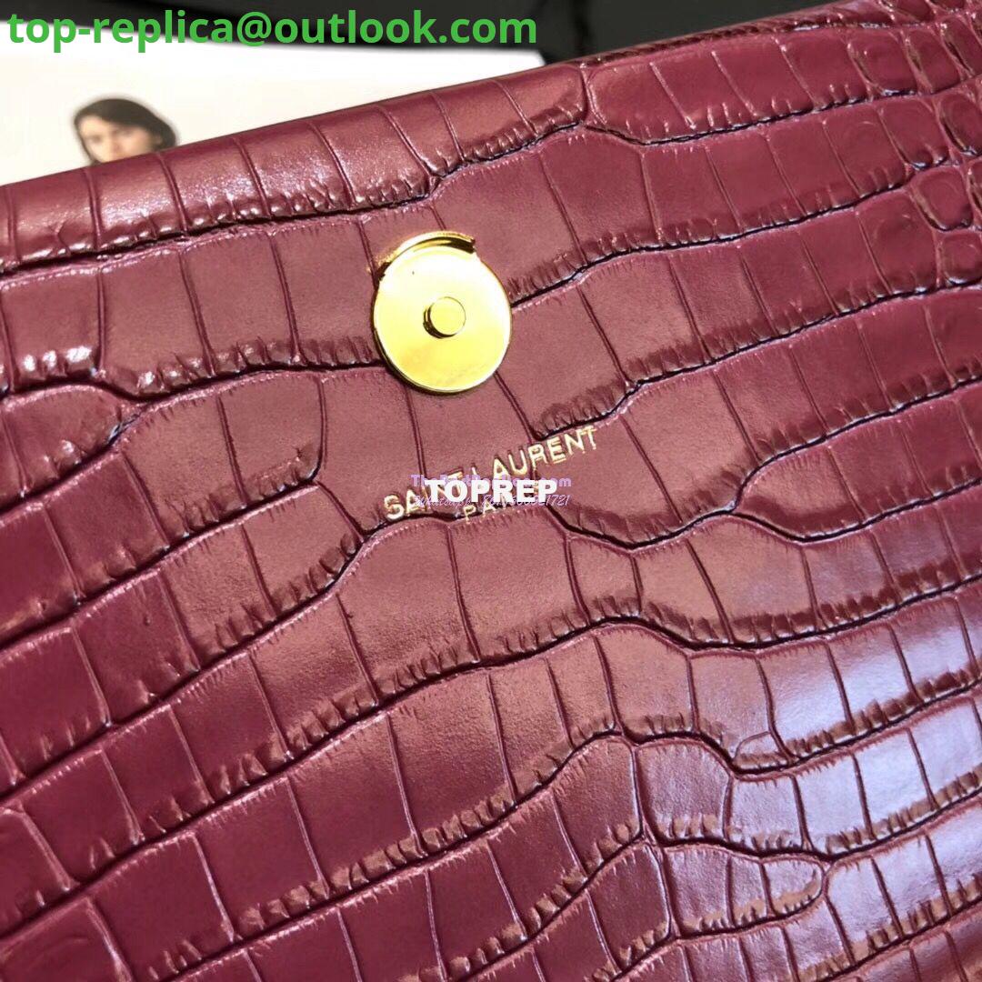 Replica YSL Classic Medium Kate Monogram Saint Laurent Tassel Satchel In Dark Red Crocodile Embossed Shiny Leather 354119 in gold hardware 8 Replica YSL Classic Medium Kate Monogram Saint Laurent Tassel Satchel In Dark Red Crocodile Embossed Shiny Leather 354119 in gold hardware 8