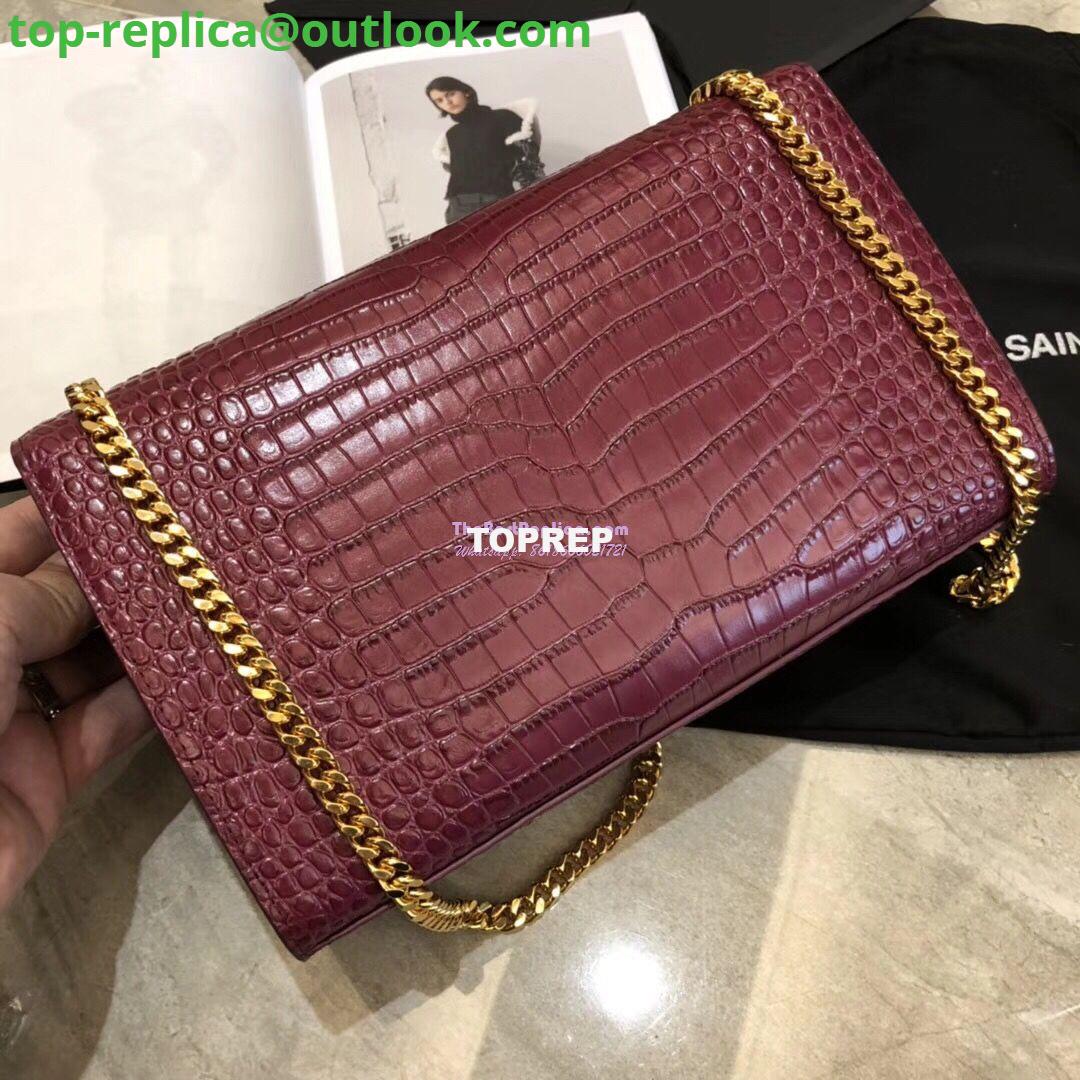 Replica YSL Classic Medium Kate Monogram Saint Laurent Tassel Satchel In Dark Red Crocodile Embossed Shiny Leather 354119 in gold hardware 9 Replica YSL Classic Medium Kate Monogram Saint Laurent Tassel Satchel In Dark Red Crocodile Embossed Shiny Leather 354119 in gold hardware 9