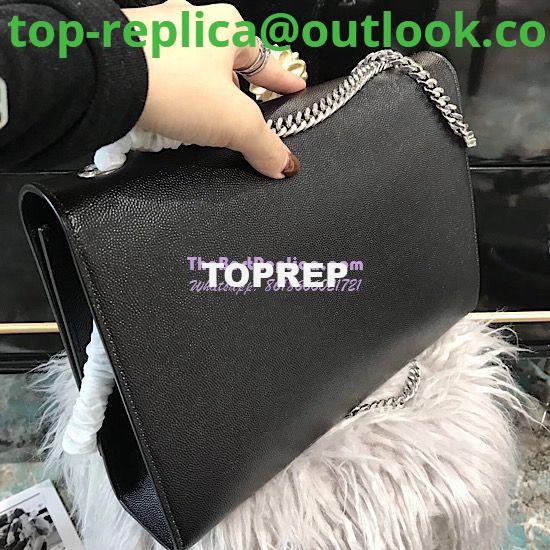 Replica YSL Saint Laurent Large Kate Chain Bag In Black Grain De Poudre Textured Leather Silver Hardware 3 Replica YSL Saint Laurent Large Kate Chain Bag In Black Grain De Poudre Textured Leather Silver Hardware 3
