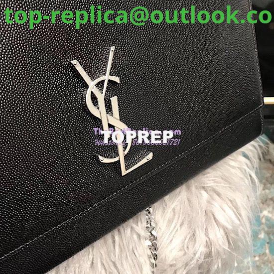 Replica YSL Saint Laurent Large Kate Chain Bag In Black Grain De Poudre Textured Leather Silver Hardware 4 Replica YSL Saint Laurent Large Kate Chain Bag In Black Grain De Poudre Textured Leather Silver Hardware 4