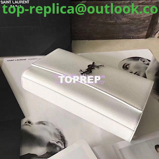 Replica YSL Saint Laurent Classic Medium Kate Satchel Silver Hardware In Grained De Poudre Textured Leather White Replica YSL Saint Laurent Classic Medium Kate Satchel Silver Hardware In Grained De Poudre Textured Leather White