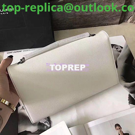 Replica YSL Saint Laurent Classic Medium Kate Satchel Silver Hardware In Grained De Poudre Textured Leather White 2 Replica YSL Saint Laurent Classic Medium Kate Satchel Silver Hardware In Grained De Poudre Textured Leather White 2