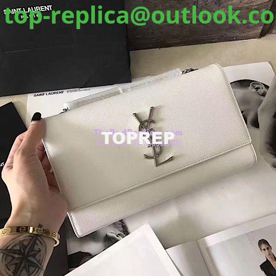 Replica YSL Saint Laurent Classic Medium Kate Satchel Silver Hardware In Grained De Poudre Textured Leather White 4 Replica YSL Saint Laurent Classic Medium Kate Satchel Silver Hardware In Grained De Poudre Textured Leather White 4