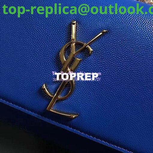 Replica YSL Saint Laurent Classic Medium Kate Satchel In Grained De Poudre Textured Leather Blue 4