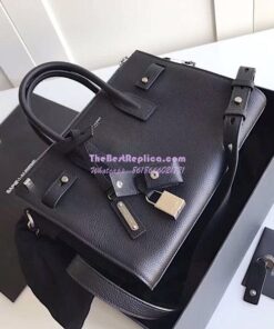 Replica YSL Saint Laurent Baby Sac De Jour Souple Duffle Bag In Grained Leather Black