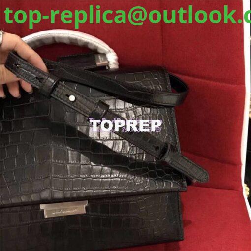 Replica YSL Saint Laurent Babylone Top Handle Bag In Black Crocodile Embossed Leather 484504 3