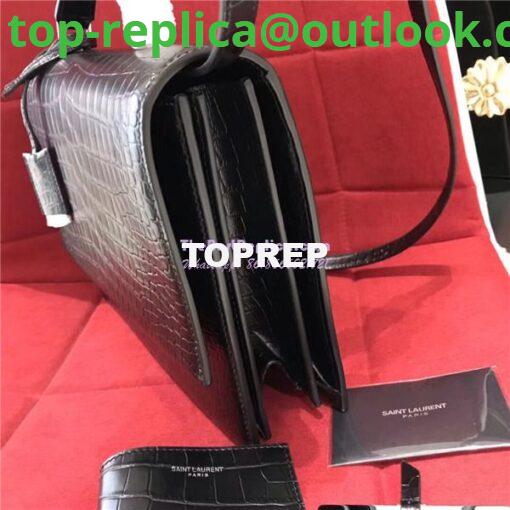 Replica YSL Saint Laurent Babylone Top Handle Bag In Black Crocodile Embossed Leather 484504 4