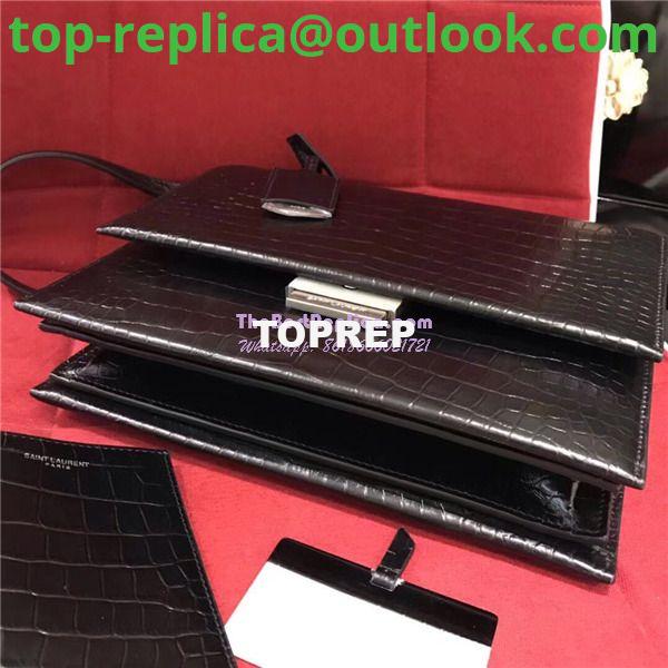 Replica YSL Saint Laurent Babylone Top Handle Bag In Black Crocodile Embossed Leather 484504 5 Replica YSL Saint Laurent Babylone Top Handle Bag In Black Crocodile Embossed Leather 484504 5