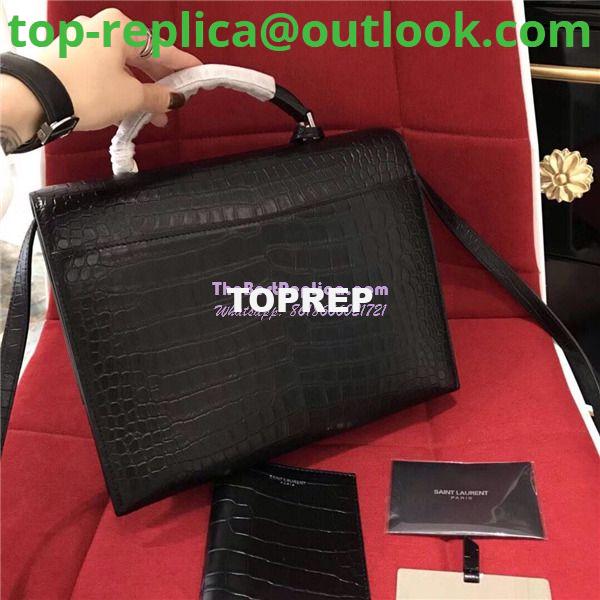 Replica YSL Saint Laurent Babylone Top Handle Bag In Black Crocodile Embossed Leather 484504 6 Replica YSL Saint Laurent Babylone Top Handle Bag In Black Crocodile Embossed Leather 484504 6