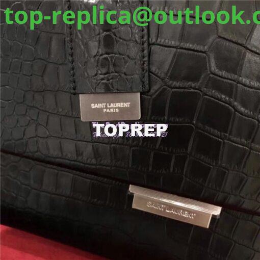 Replica YSL Saint Laurent Babylone Top Handle Bag In Black Crocodile Embossed Leather 484504 7