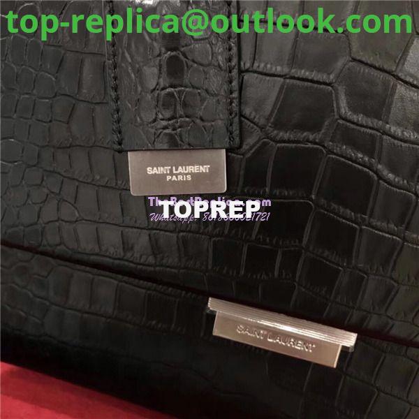 Replica YSL Saint Laurent Babylone Top Handle Bag In Black Crocodile Embossed Leather 484504 7 Replica YSL Saint Laurent Babylone Top Handle Bag In Black Crocodile Embossed Leather 484504 7