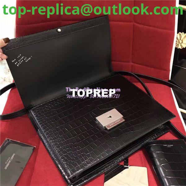 Replica YSL Saint Laurent Babylone Top Handle Bag In Black Crocodile Embossed Leather 484504 10 Replica YSL Saint Laurent Babylone Top Handle Bag In Black Crocodile Embossed Leather 484504 10