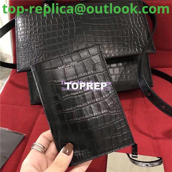 Replica YSL Saint Laurent Babylone Top Handle Bag In Black Crocodile Embossed Leather 484504 16 Replica YSL Saint Laurent Babylone Top Handle Bag In Black Crocodile Embossed Leather 484504 16