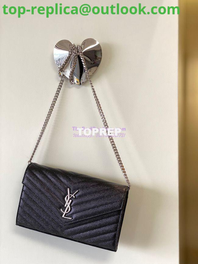 Replica YSL Saint Laurent Monogram Silver Chain Wallet Black Replica YSL Saint Laurent Monogram Silver Chain Wallet Black
