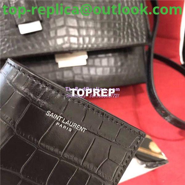Replica YSL Saint Laurent Babylone Top Handle Bag In Black Crocodile Embossed Leather 484504 19 Replica YSL Saint Laurent Babylone Top Handle Bag In Black Crocodile Embossed Leather 484504 19