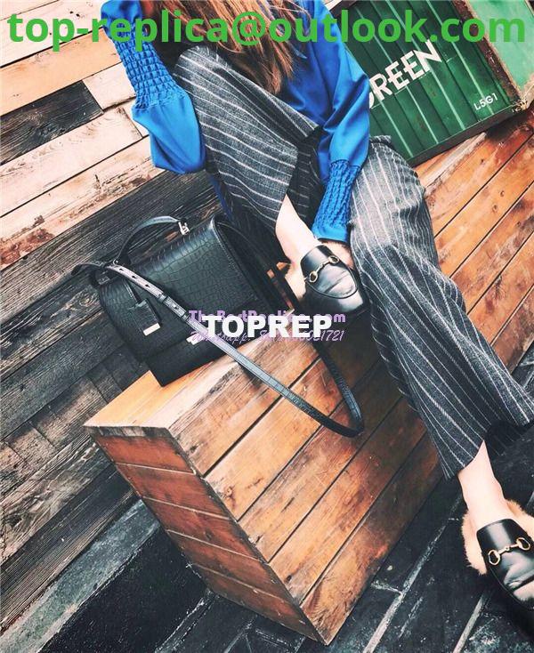 Replica YSL Saint Laurent Babylone Top Handle Bag In Black Crocodile Embossed Leather 484504 20 Replica YSL Saint Laurent Babylone Top Handle Bag In Black Crocodile Embossed Leather 484504 20