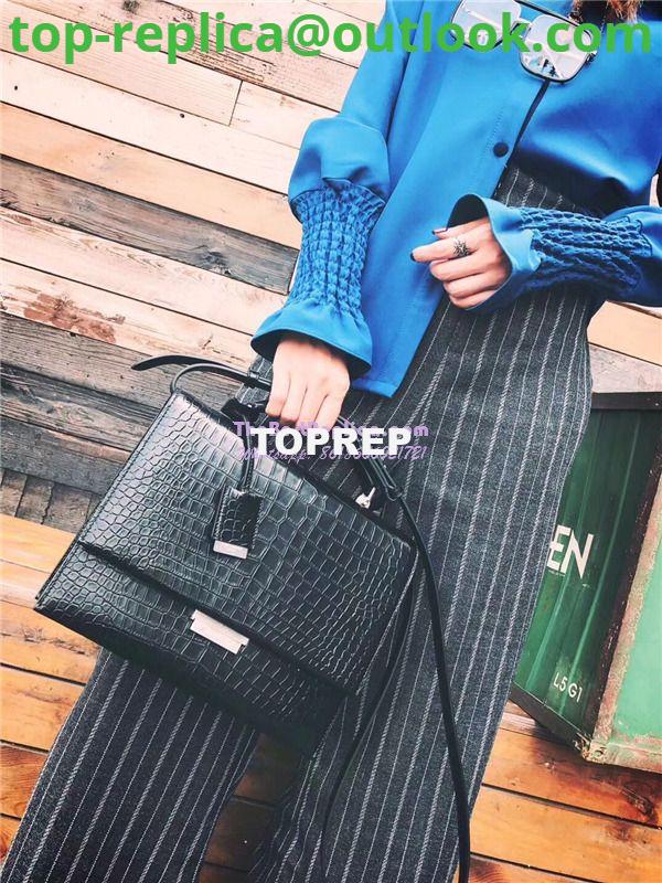Replica YSL Saint Laurent Babylone Top Handle Bag In Black Crocodile Embossed Leather 484504 23 Replica YSL Saint Laurent Babylone Top Handle Bag In Black Crocodile Embossed Leather 484504 23