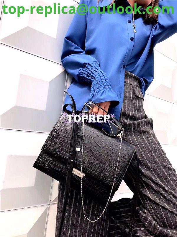 Replica YSL Saint Laurent Babylone Top Handle Bag In Black Crocodile Embossed Leather 484504 25 Replica YSL Saint Laurent Babylone Top Handle Bag In Black Crocodile Embossed Leather 484504 25