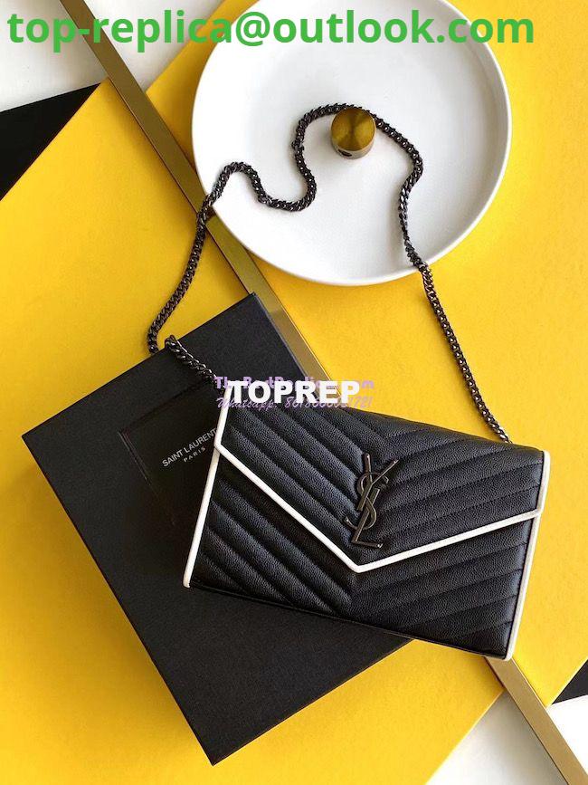 Replica YSL Saint Laurent Monogram Gold Chain Wallet Black White Replica YSL Saint Laurent Monogram Gold Chain Wallet Black White