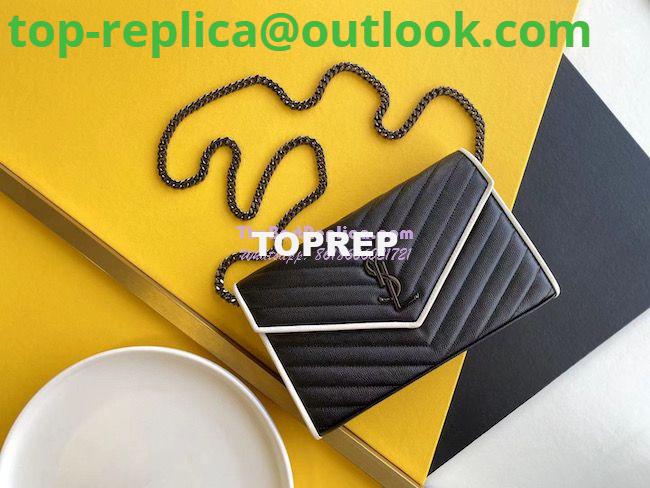 Replica YSL Saint Laurent Monogram Gold Chain Wallet Black White 2 Replica YSL Saint Laurent Monogram Gold Chain Wallet Black White 2
