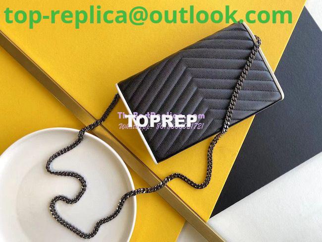 Replica YSL Saint Laurent Monogram Gold Chain Wallet Black White 3 Replica YSL Saint Laurent Monogram Gold Chain Wallet Black White 3