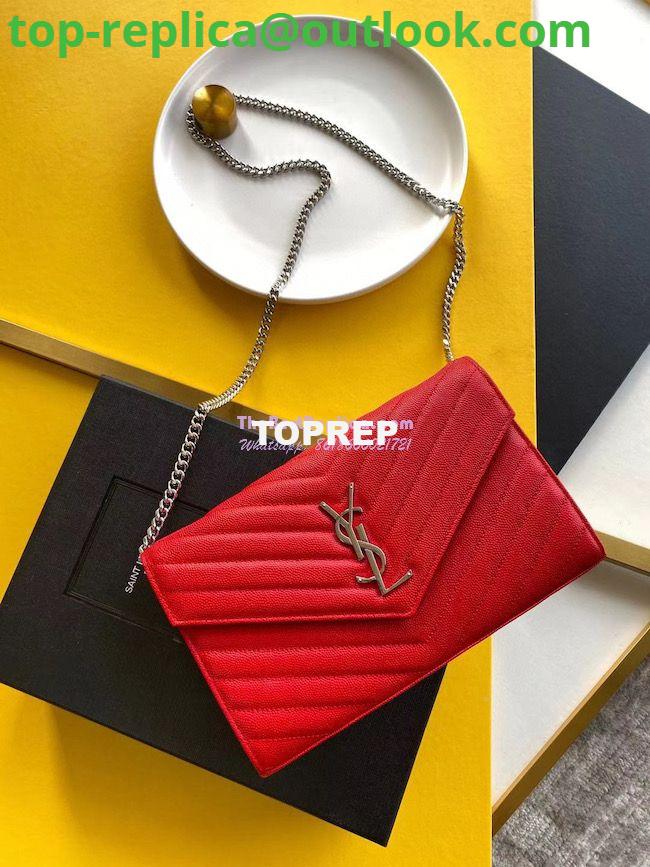 Replica YSL Saint Laurent Monogram Silver Chain Wallet Red Replica YSL Saint Laurent Monogram Silver Chain Wallet Red