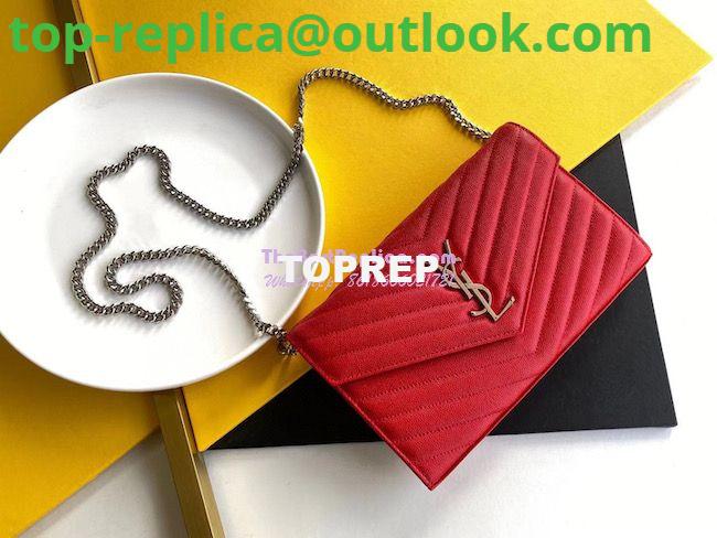 Replica YSL Saint Laurent Monogram Silver Chain Wallet Red 2 Replica YSL Saint Laurent Monogram Silver Chain Wallet Red 2