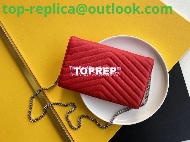 Replica YSL Saint Laurent Monogram Silver Chain Wallet Red 10 Replica YSL Saint Laurent Monogram Silver Chain Wallet Red 10