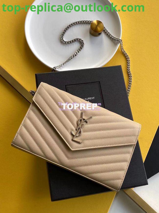 Replica YSL Saint Laurent Monogram Silver Chain Wallet Beige Replica YSL Saint Laurent Monogram Silver Chain Wallet Beige