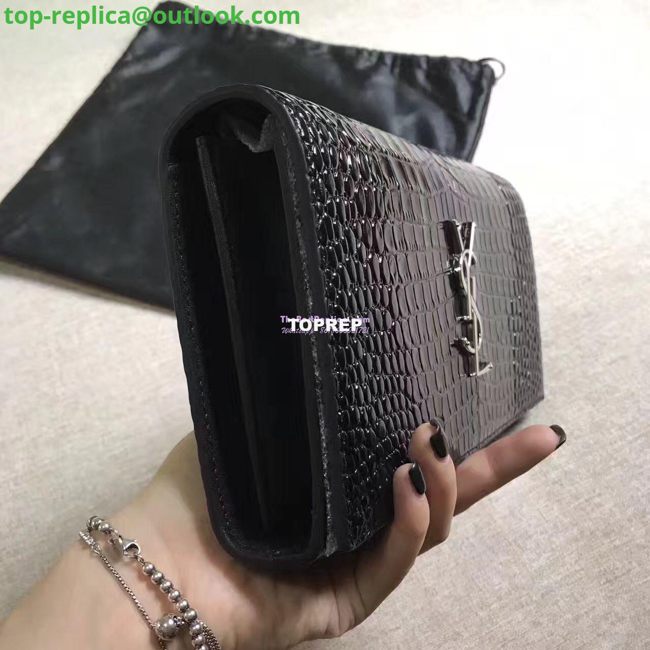Replica YSL Monogram Saint Laurent Chain Wallet In Black Crocodile Embossed Shiny Leather 442015 2 Replica YSL Monogram Saint Laurent Chain Wallet In Black Crocodile Embossed Shiny Leather 442015 2