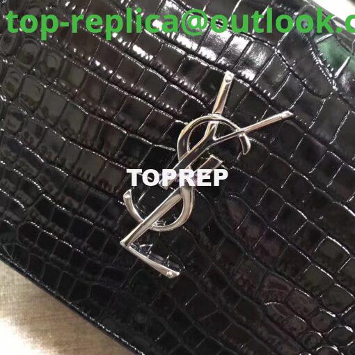 Replica YSL Monogram Saint Laurent Chain Wallet In Black Crocodile Embossed Shiny Leather 442015 3