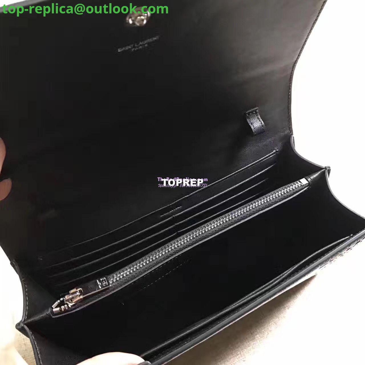 Replica YSL Monogram Saint Laurent Chain Wallet In Black Crocodile Embossed Shiny Leather 442015 4 Replica YSL Monogram Saint Laurent Chain Wallet In Black Crocodile Embossed Shiny Leather 442015 4