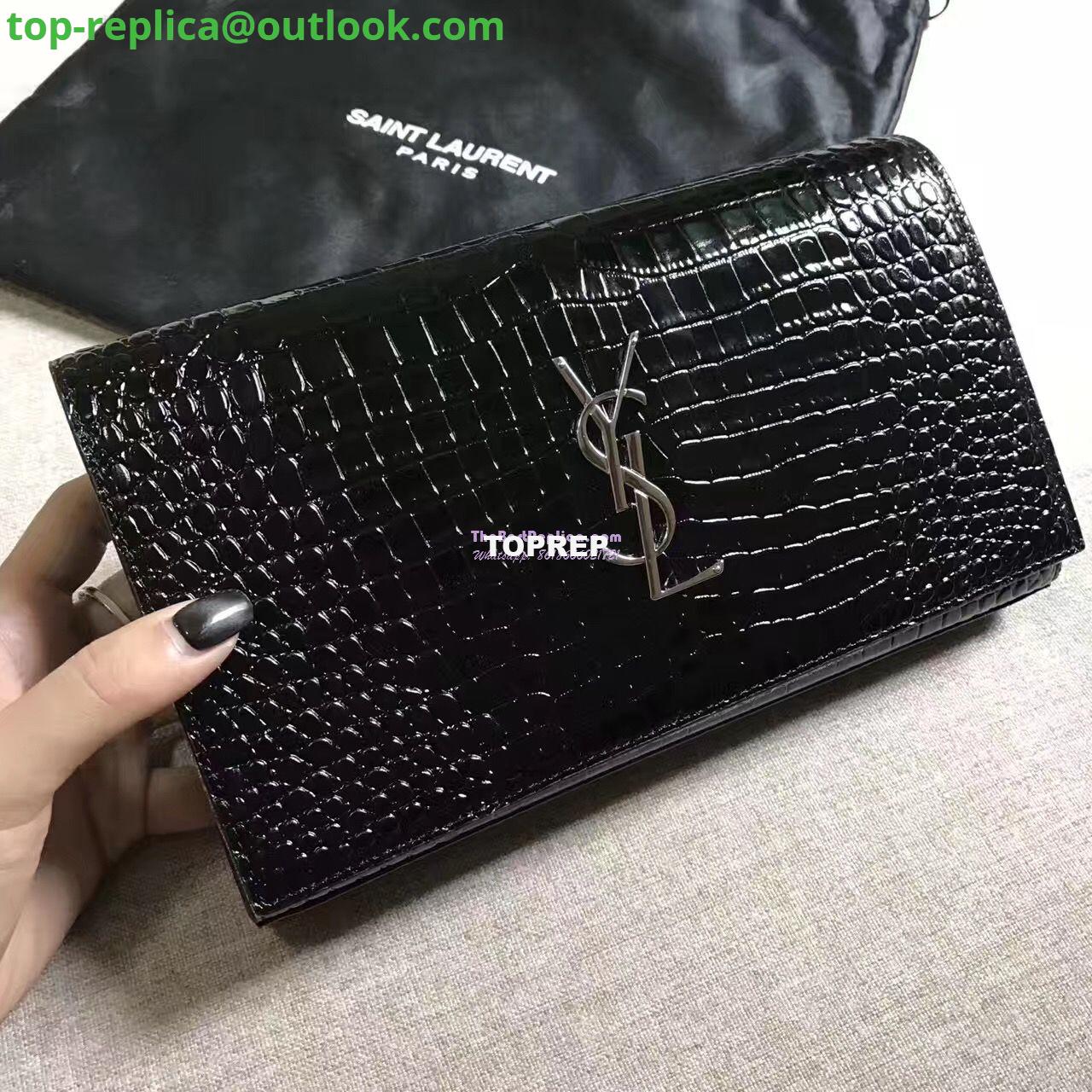 Replica YSL Monogram Saint Laurent Chain Wallet In Black Crocodile Embossed Shiny Leather 442015 5 Replica YSL Monogram Saint Laurent Chain Wallet In Black Crocodile Embossed Shiny Leather 442015 5