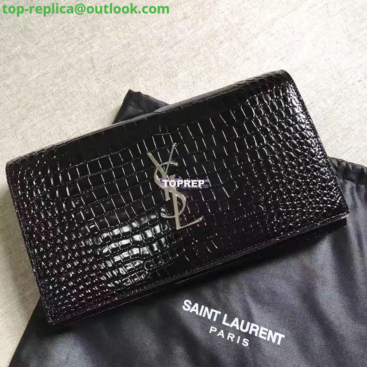 Replica YSL Monogram Saint Laurent Chain Wallet In Black Crocodile Embossed Shiny Leather 442015 6 Replica YSL Monogram Saint Laurent Chain Wallet In Black Crocodile Embossed Shiny Leather 442015 6
