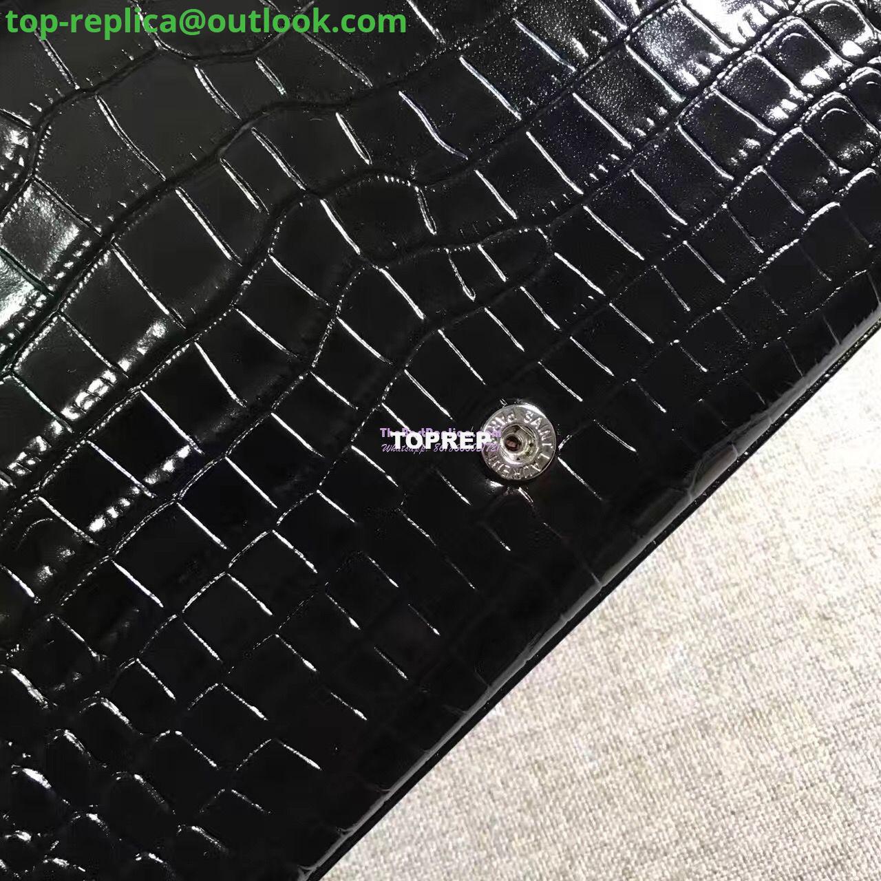 Replica YSL Monogram Saint Laurent Chain Wallet In Black Crocodile Embossed Shiny Leather 442015 8 Replica YSL Monogram Saint Laurent Chain Wallet In Black Crocodile Embossed Shiny Leather 442015 8