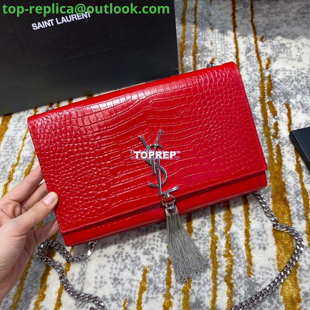 Replica YSL Classic Medium Kate Monogram Saint Laurent Tassel Satchel In Red Crocodile Embossed Shiny Leather 354119 2 Replica YSL Classic Medium Kate Monogram Saint Laurent Tassel Satchel In Red Crocodile Embossed Shiny Leather 354119 2