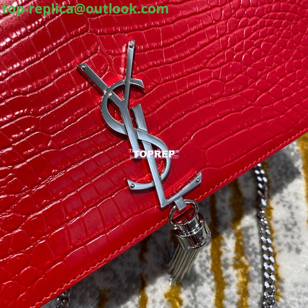 Replica YSL Classic Medium Kate Monogram Saint Laurent Tassel Satchel In Red Crocodile Embossed Shiny Leather 354119 3 Replica YSL Classic Medium Kate Monogram Saint Laurent Tassel Satchel In Red Crocodile Embossed Shiny Leather 354119 3