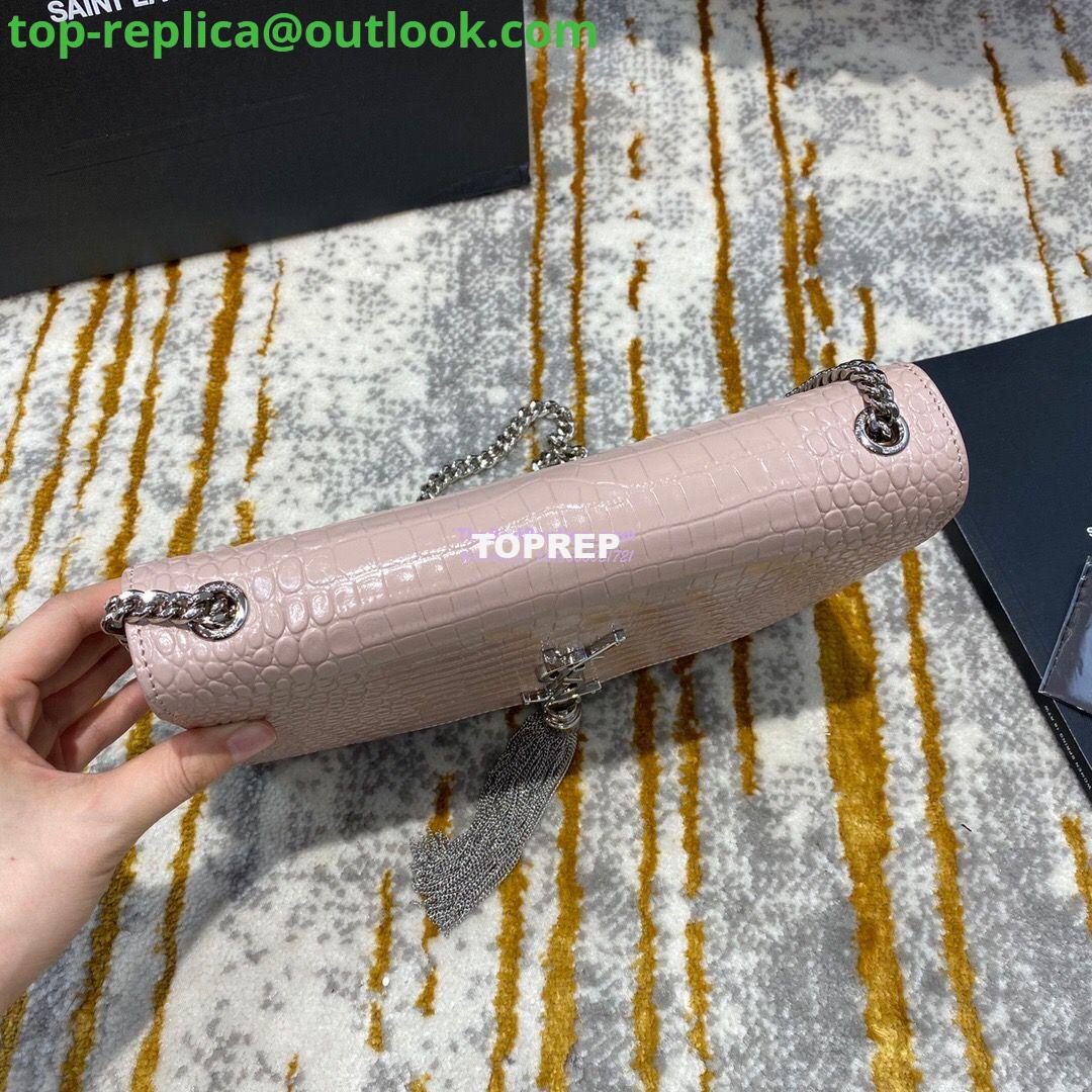 Replica YSL Classic Medium Kate Monogram Saint Laurent Tassel Satchel In Pink Crocodile Embossed Shiny Leather 354119 4 Replica YSL Classic Medium Kate Monogram Saint Laurent Tassel Satchel In Pink Crocodile Embossed Shiny Leather 354119 4