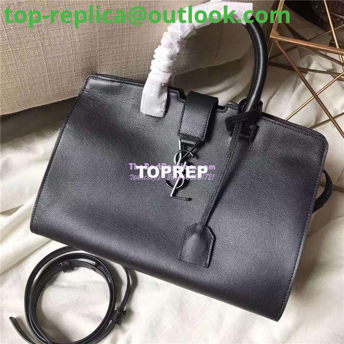 Replica YSL Yves Saint Laurent Cabas Y Calfskin Black Leather Tote Bag with black hardware Replica YSL Yves Saint Laurent Cabas Y Calfskin Black Leather Tote Bag with black hardware