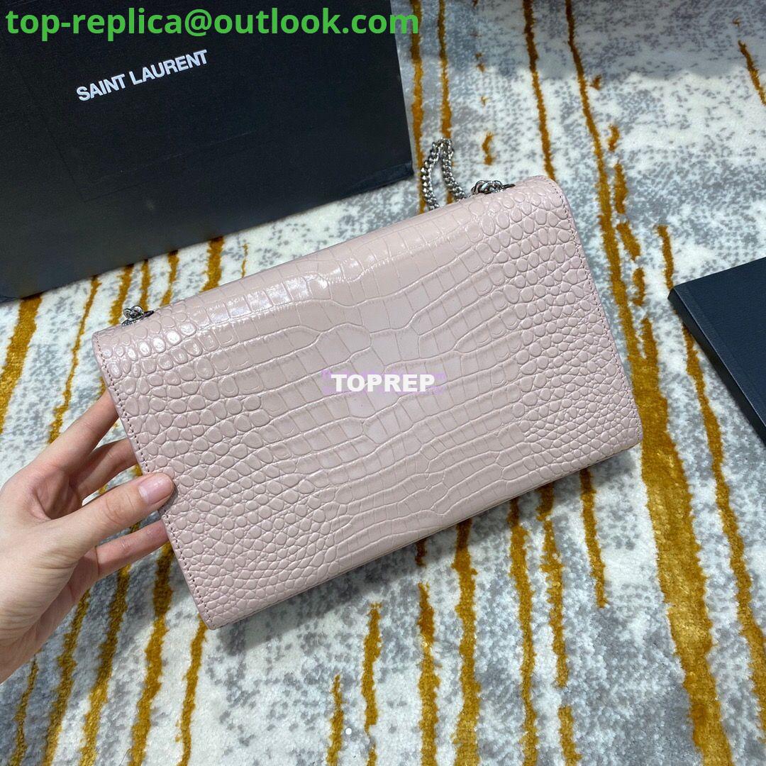 Replica YSL Classic Medium Kate Monogram Saint Laurent Tassel Satchel In Pink Crocodile Embossed Shiny Leather 354119 13 Replica YSL Classic Medium Kate Monogram Saint Laurent Tassel Satchel In Pink Crocodile Embossed Shiny Leather 354119 13