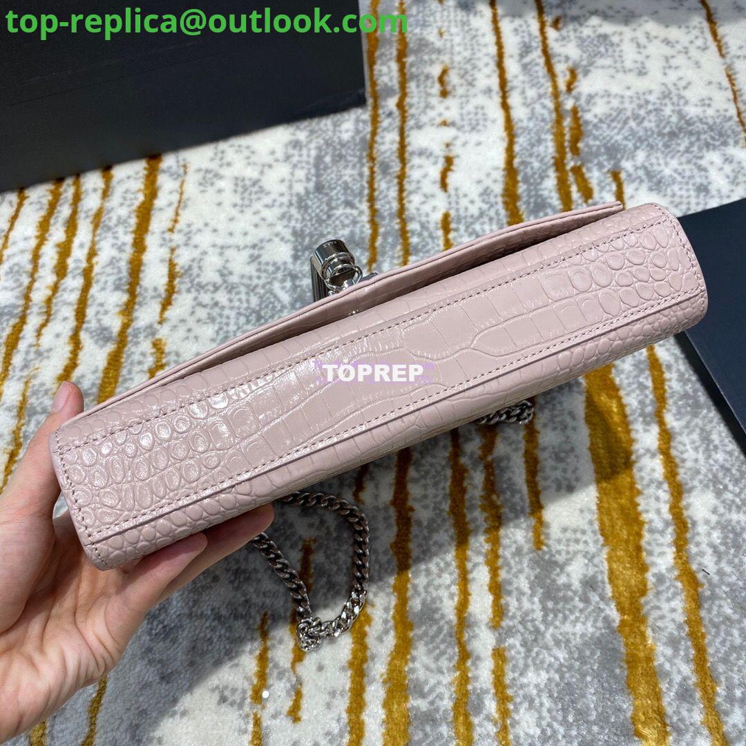 Replica YSL Classic Medium Kate Monogram Saint Laurent Tassel Satchel In Pink Crocodile Embossed Shiny Leather 354119 14 Replica YSL Classic Medium Kate Monogram Saint Laurent Tassel Satchel In Pink Crocodile Embossed Shiny Leather 354119 14