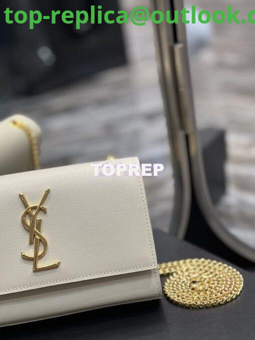 Replica YSL Saint Laurent Kate small chain bag in grain de poudre embossed leather 469390 White 4