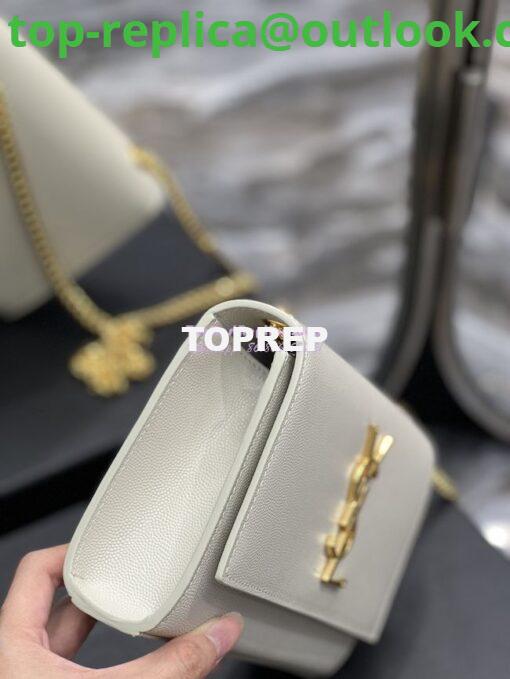 Replica YSL Saint Laurent Kate small chain bag in grain de poudre embossed leather 469390 White 6