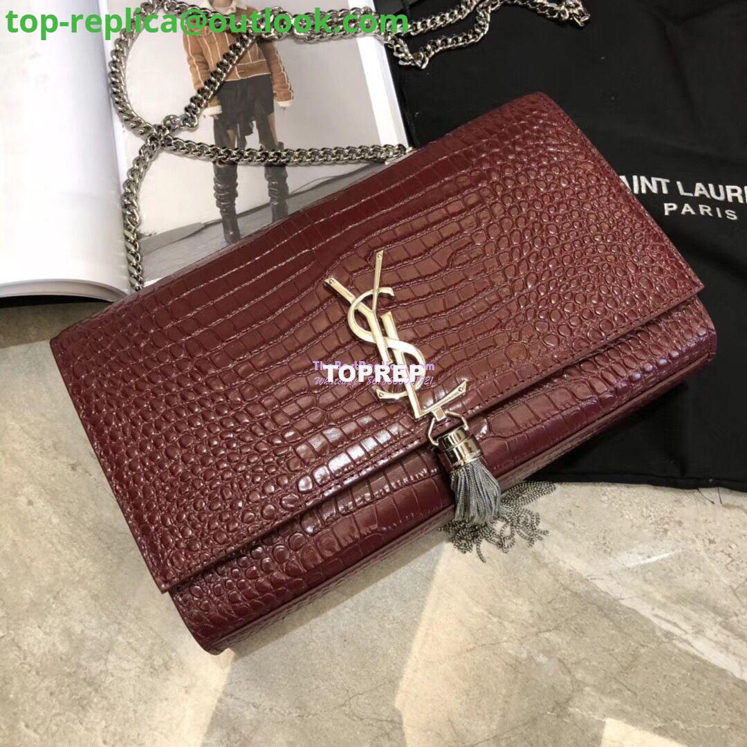 Replica YSL Classic Medium Kate Monogram Saint Laurent Tassel Satchel In Dark Red Crocodile Embossed Shiny Leather 354119 2 Replica YSL Classic Medium Kate Monogram Saint Laurent Tassel Satchel In Dark Red Crocodile Embossed Shiny Leather 354119 2