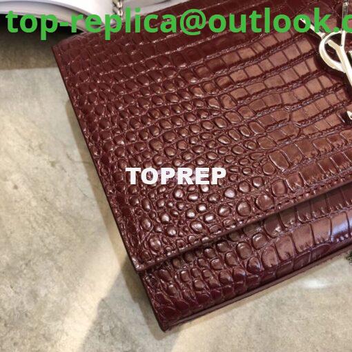 Replica YSL Classic Medium Kate Monogram Saint Laurent Tassel Satchel In Dark Red Crocodile Embossed Shiny Leather 354119 3